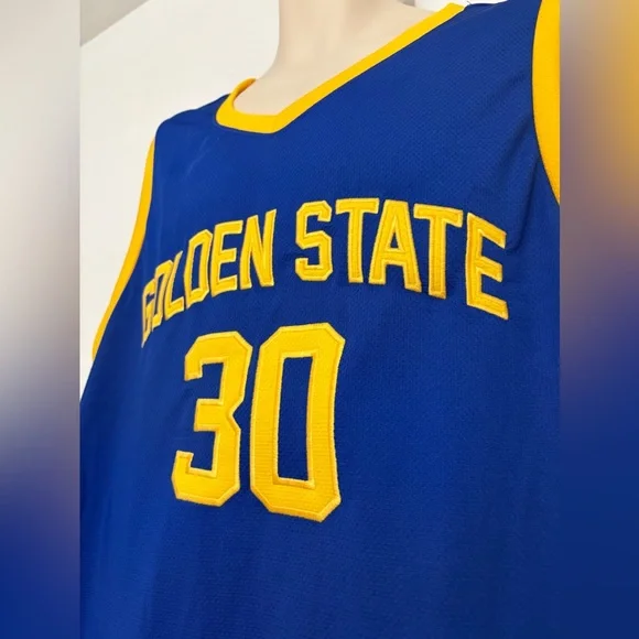 NWT - NBA Blue and Yellow Golden State Basketball Jersey - Curry #30 - Size XL - Picture 7 of 11